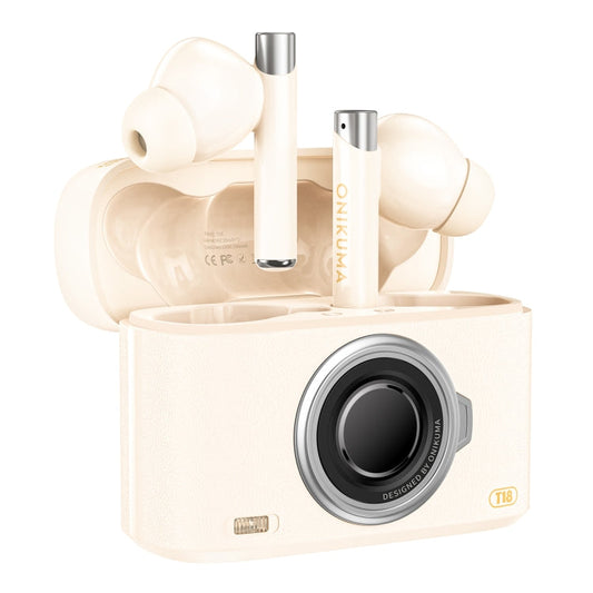 Écouteurs sans fil Bluetooth 5.3 ONIKUMA T18 (Beige)