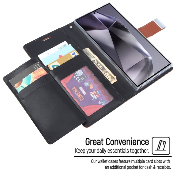 For Samsung Galaxy S24 Ultra 5G GOOSPERY RICH DIARY Crazy Horse Texture Leather Phone Case(Gold)