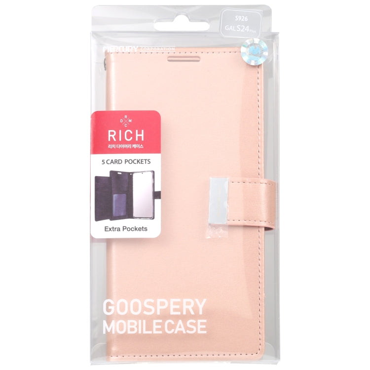 For Samsung Galaxy S24+ 5G GOOSPERY RICH DIARY Crazy Horse Texture Leather Phone Case(Rose Gold)