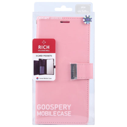 For Samsung Galaxy S24+ 5G GOOSPERY RICH DIARY Crazy Horse Texture Leather Phone Case(Pink)
