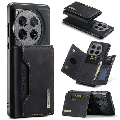 Pour OnePlus 12 DG.MING Série M2 Étui magnétique 3 volets avec porte-cartes (Noir)