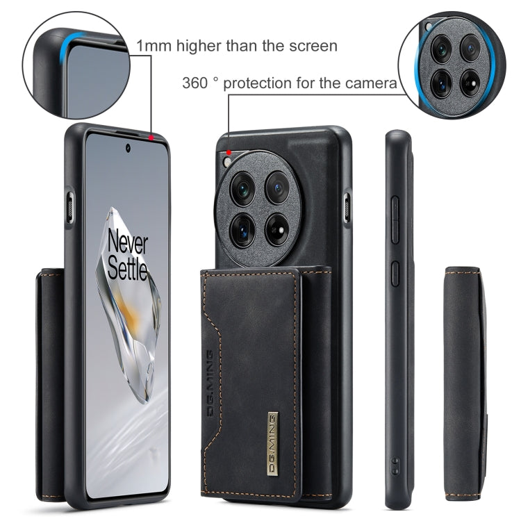 Pour OnePlus 12 DG.MING Série M2 Étui magnétique 3 volets avec porte-cartes (Noir)