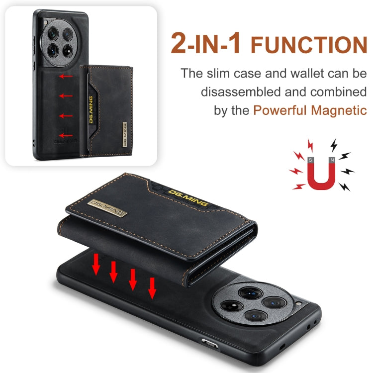 Pour OnePlus 12 DG.MING Série M2 Étui magnétique 3 volets avec porte-cartes (Noir)