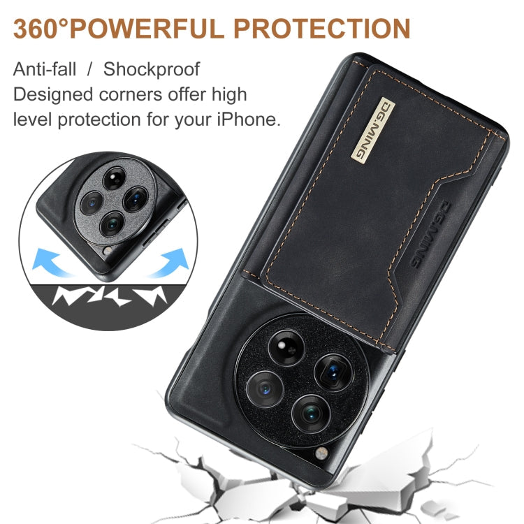 Pour OnePlus 12 DG.MING Série M2 Étui magnétique 3 volets avec porte-cartes (Noir)