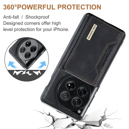Pour OnePlus 12 DG.MING Série M2 Étui magnétique 3 volets avec porte-cartes (Noir)