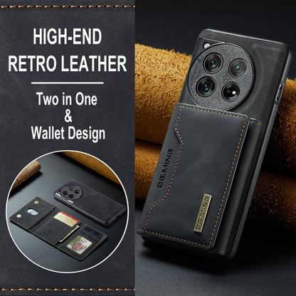 Pour OnePlus 12 DG.MING Série M2 Étui magnétique 3 volets avec porte-cartes (Noir)