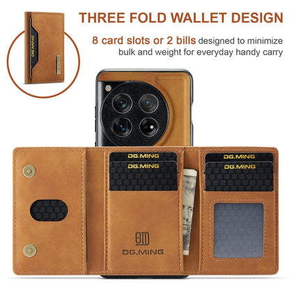 For OnePlus 12 DG.MING M2 Series 3-Fold Multi Card Bag + Magnetic Phone Case(Brown)