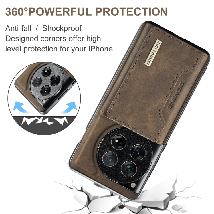For OnePlus 12 DG.MING M2 Series 3-Fold Multi Card Bag + Magnetic Phone Case(Coffee)