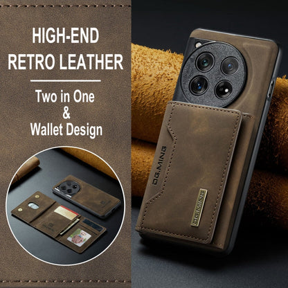 For OnePlus 12 DG.MING M2 Series 3-Fold Multi Card Bag + Magnetic Phone Case(Coffee)