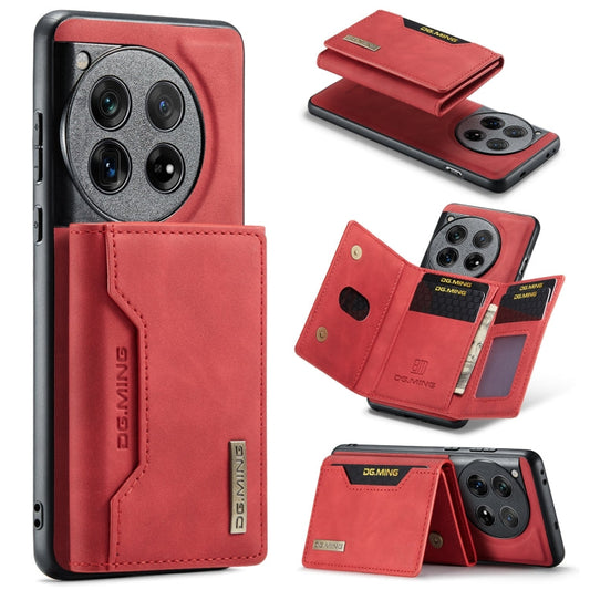 Pour OnePlus 12 DG.MING M2 Series Étui de téléphone magnétique avec pochette pour cartes (rouge)
