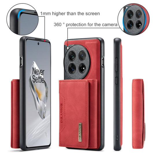Pour OnePlus 12 DG.MING M2 Series Étui de téléphone magnétique avec pochette pour cartes (rouge)
