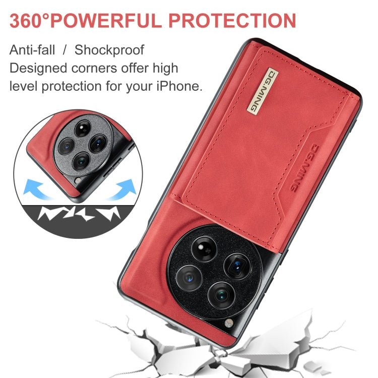 For OnePlus 12 DG.MING M2 Series 3-Fold Multi Card Bag + Magnetic Phone Case(Red)