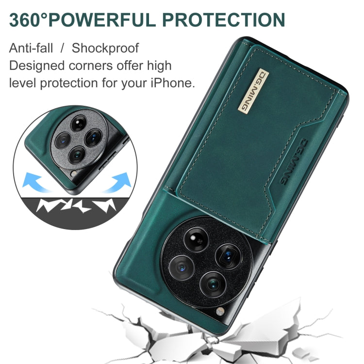 For OnePlus 12 DG.MING M2 Series 3-Fold Multi Card Bag + Magnetic Phone Case(Green)