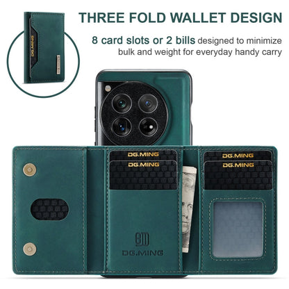 For OnePlus 12 DG.MING M2 Series 3-Fold Multi Card Bag + Magnetic Phone Case(Green)