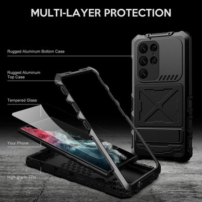 Pour Samsung Galaxy S24 Ultra 5G R-JUST Coque de téléphone étanche à vie, anti-poussière, antichoc (noir)
