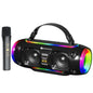 Enceinte Bluetooth sans fil portable d'extérieur NR8806 New Rixing avec subwoofer coloré RGB, style : micro unique (noir)