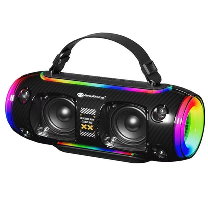 Nouvel haut-parleur Bluetooth sans fil portable d'extérieur Rixing NR8806, caisson de basses coloré RVB, style : sans micro (noir)