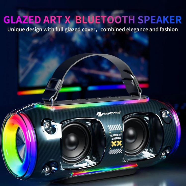 Enceinte Bluetooth sans fil portable d'extérieur NR8806 New Rixing avec subwoofer coloré RGB, style : micro unique (noir)