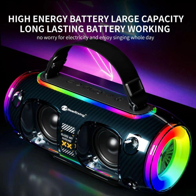 New Rixing NR8806 Portable Outdoor Wireless Bluetooth Speaker RGB Colorful Subwoofer, Style:Without Mic(Blue)