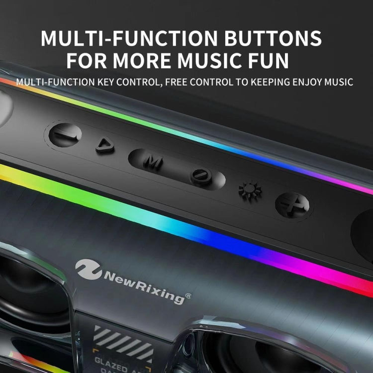 Enceinte Bluetooth sans fil portable d'extérieur NR8806 New Rixing avec subwoofer coloré RGB, style : micro unique (noir)