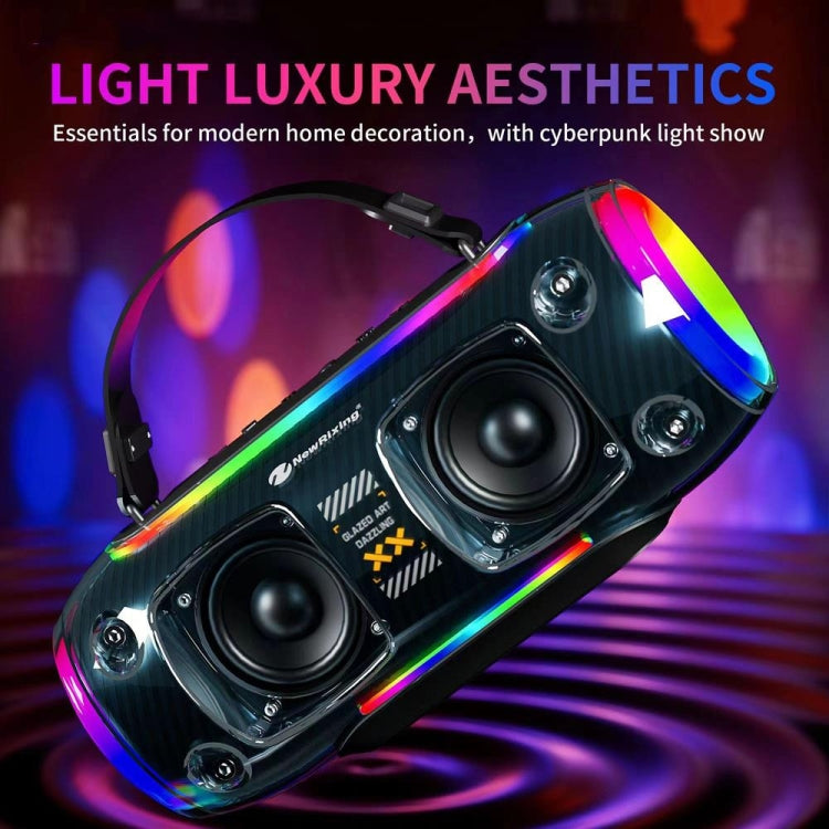 Enceinte Bluetooth sans fil portable d'extérieur NR8806 New Rixing avec subwoofer coloré RGB, style : micro unique (noir)