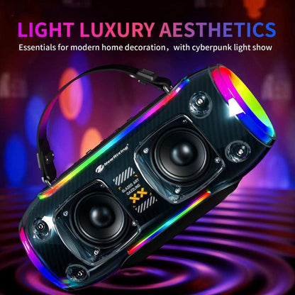 Enceinte Bluetooth sans fil portable d'extérieur NR8806 New Rixing avec subwoofer coloré RGB, style : micro unique (noir)