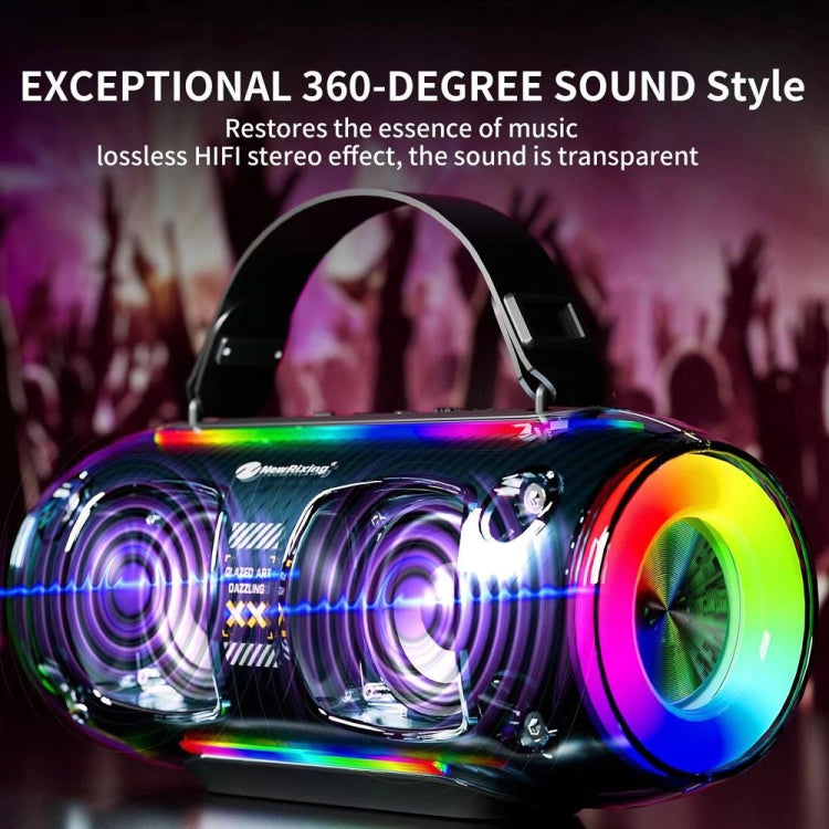 Enceinte Bluetooth sans fil portable d'extérieur NR8806 New Rixing avec subwoofer coloré RGB, style : micro unique (noir)