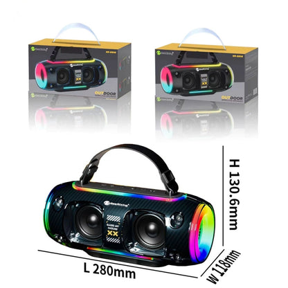 Enceinte Bluetooth sans fil portable d'extérieur NR8806 New Rixing avec subwoofer coloré RGB, style : micro unique (noir)