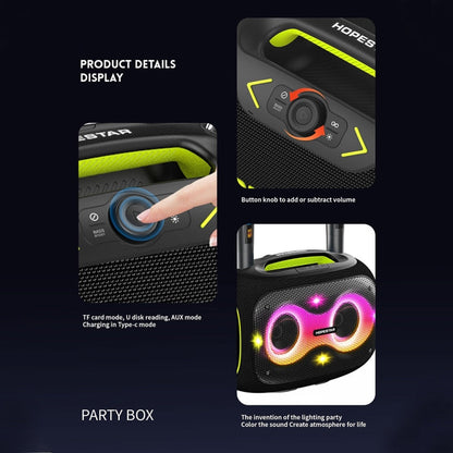 HOPESTAR Party Box 120W Karaoke Bluetooth Speaker with 2 Microphones(Black)