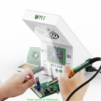 BEST BST-938 Instrument à souder électrique LED avec fumoir et purificateur de fumée, station de soudage avec ventilateur d'extraction, prise US