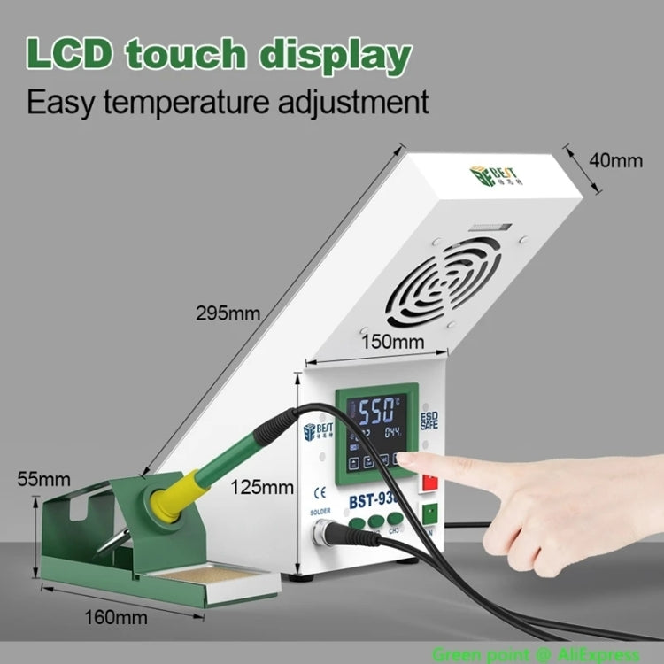 BEST BST-938 LED Instrument de fumage à fer électrique Purificateur de fumée Station de soudage avec ventilateur d'extraction, prise UE