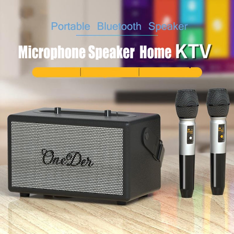 Oneder D7 Bluetooth Speaker Outdoor Karaoke Wireless Speakers With Two Mic(Orange)