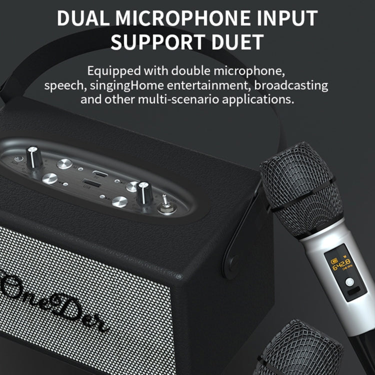 Oneder D7 Bluetooth Speaker Outdoor Karaoke Wireless Speakers With Two Mic(Orange)