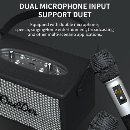 Oneder D7 Bluetooth Speaker Outdoor Karaoke Wireless Speakers With Two Mic(Orange)