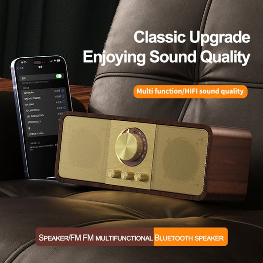 OneDer JY82 Wooden Retro Styling Wireless Speaker HIFI Classic FM Radio Support TF / U-Disk / AUX(Leather Green)
