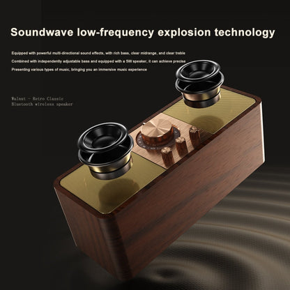 OneDer JY82 Wooden Retro Styling Wireless Speaker HIFI Classic FM Radio Support TF / U-Disk / AUX(Walnut Wood)