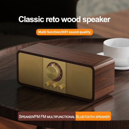 OneDer JY82 Wooden Retro Styling Wireless Speaker HIFI Classic FM Radio Support TF / U-Disk / AUX(Walnut Wood)