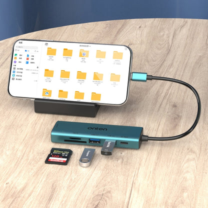 Lecteur de cartes SD/TF Onten UC120 6 en 1 USB-C avec HUB USB 3 ports et entrée 5 V