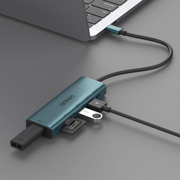 Lecteur de cartes SD/TF Onten UC120 6 en 1 USB-C avec HUB USB 3 ports et entrée 5 V