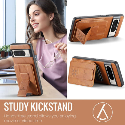 For Google Pixel 8a Fierre Shann Oil Wax Cow Leather Card Holder Back Phone Case(Brown)