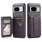 For Google Pixel 8 Fierre Shann Oil Wax Cow Leather Card Holder Back Phone Case(Purple)