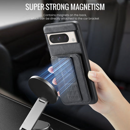 For Google Pixel 7a Fierre Shann Oil Wax Cow Leather Card Holder Back Phone Case(Black)