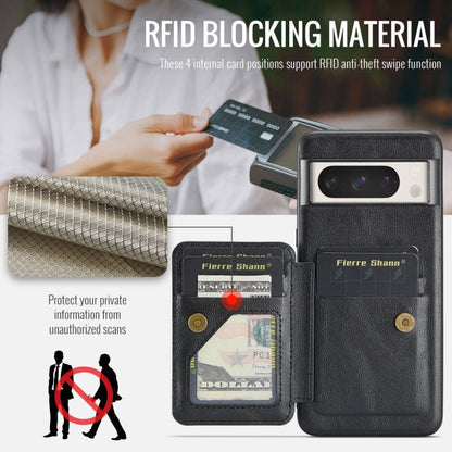 For Google Pixel 7 Pro Fierre Shann Oil Wax Cow Leather Card Holder Back Phone Case(Black)