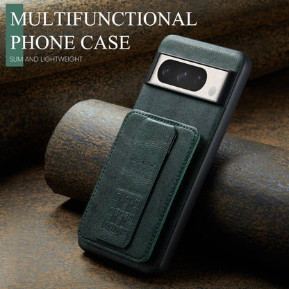 For Google Pixel 7 Pro Fierre Shann Oil Wax Cow Leather Card Holder Back Phone Case(Green)