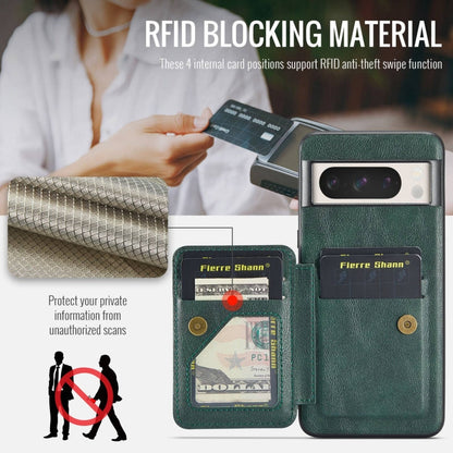 For Google Pixel 7 Pro Fierre Shann Oil Wax Cow Leather Card Holder Back Phone Case(Green)