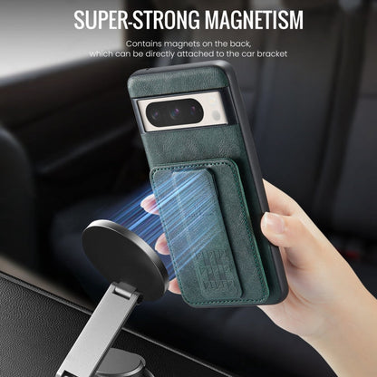 For Google Pixel 7 Pro Fierre Shann Oil Wax Cow Leather Card Holder Back Phone Case(Green)