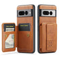 For Google Pixel 7 Pro Fierre Shann Oil Wax Cow Leather Card Holder Back Phone Case(Brown)