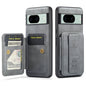 For Google Pixel 7 Fierre Shann Oil Wax Cow Leather Card Holder Back Phone Case(Grey)
