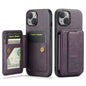 Pour iPhone 15 Plus Étui de téléphone arrière en cuir de vachette ciré Fierre Shann avec porte-cartes (Violet)