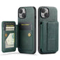 For iPhone 14 Plus Fierre Shann Oil Wax Cow Leather Card Holder Back Phone Case(Green)